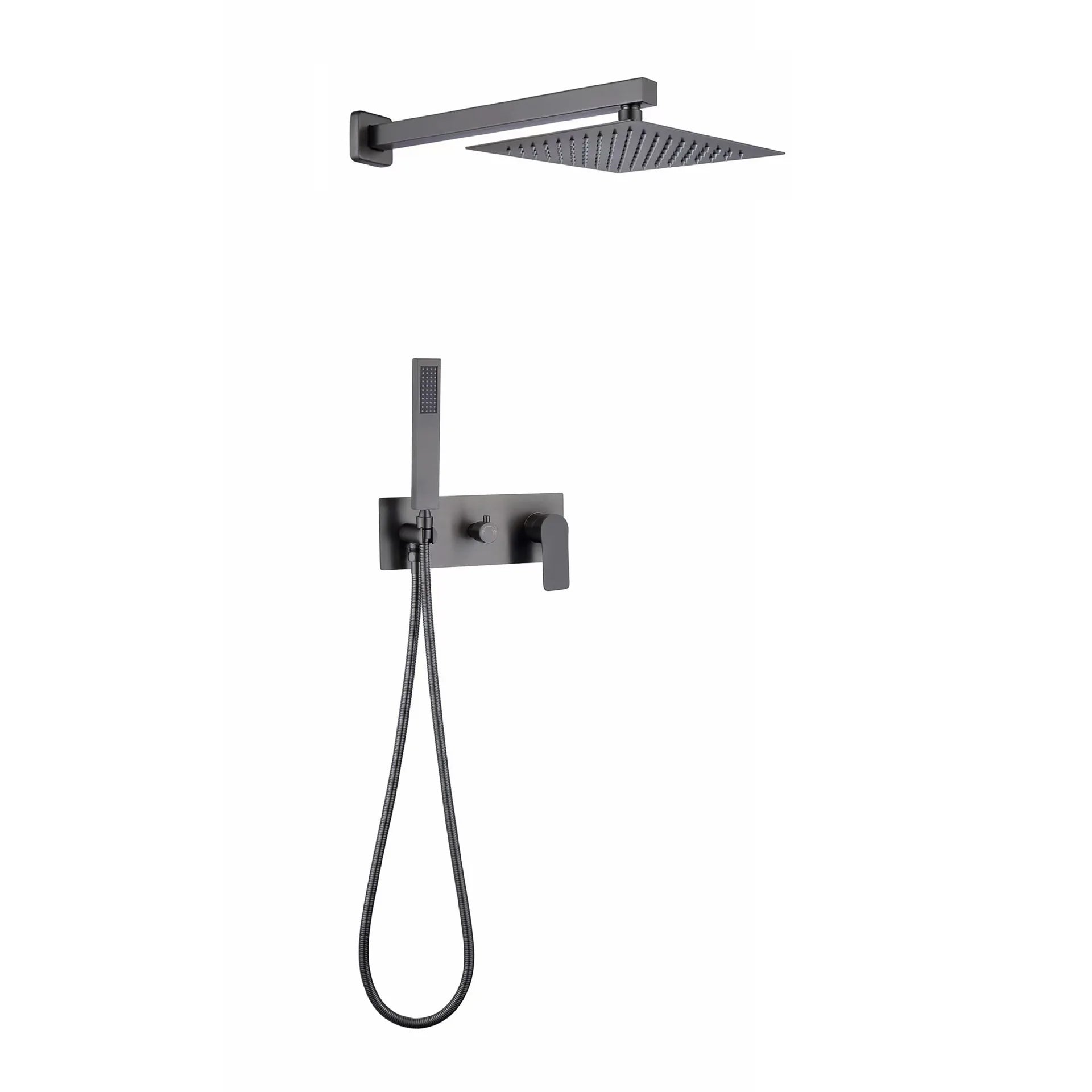 Brass mixing valve wall-mounted shower,2-function bathroom shower head, faucet and shower head set.