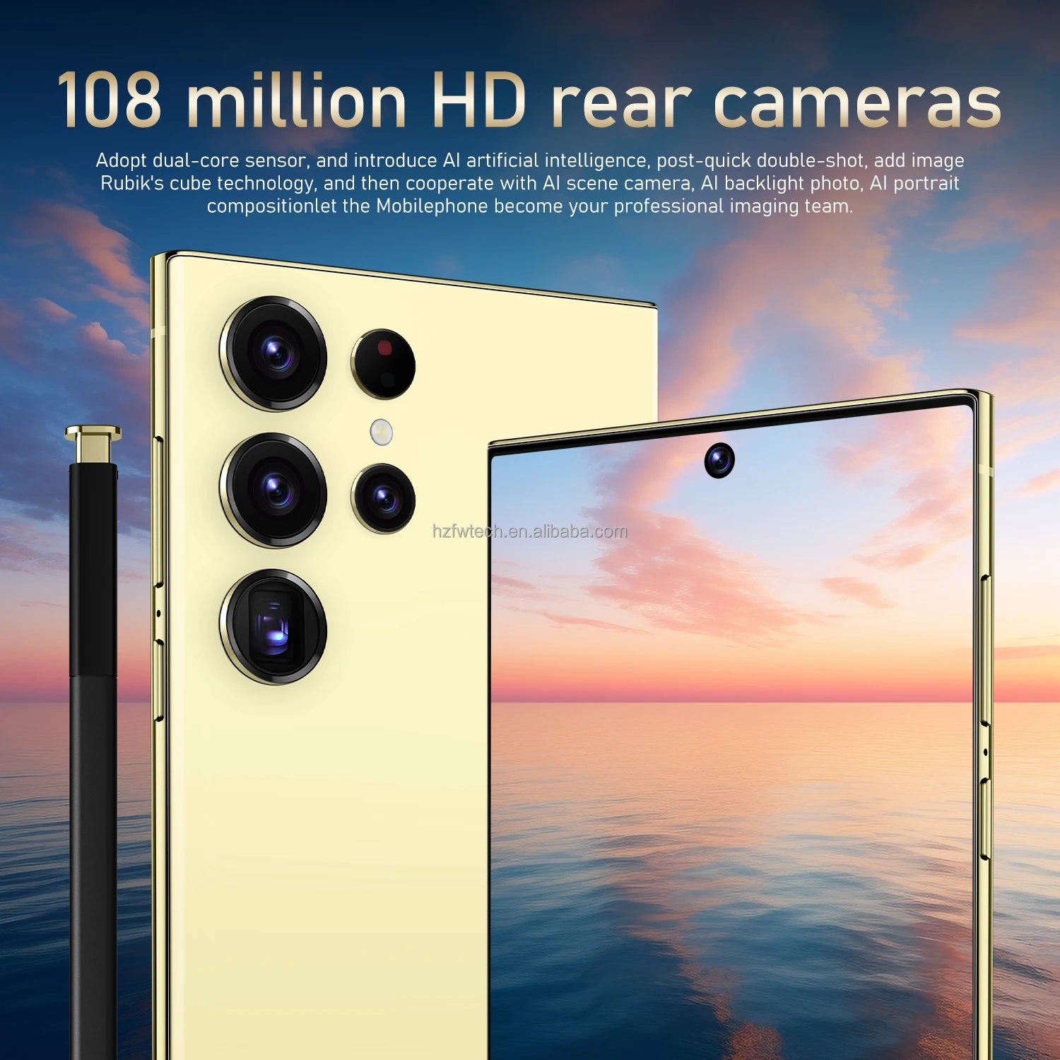 Hot Selling S24 ULTRA 5G Smartphone 7.3 Inch Full Display 48MP+108MP Deca Core Android 14 MTK Processor LTE Mobile Phones
