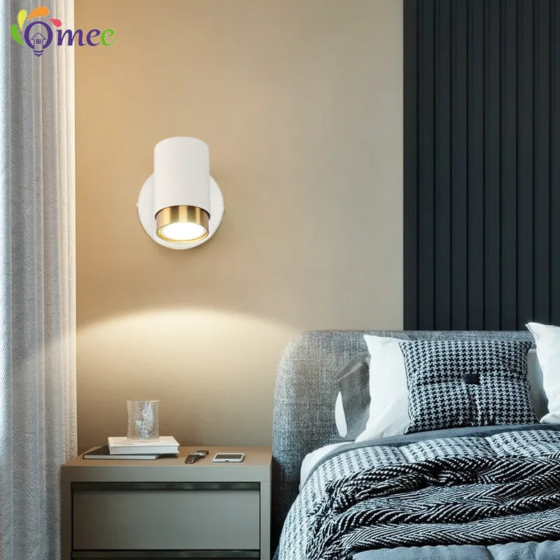5W Wall Lamp Black/White Modern Aisle Wall Light Adjustable For Bedside Bedroom Lights Corridor sconce AC110-240VGU10 LED Switch