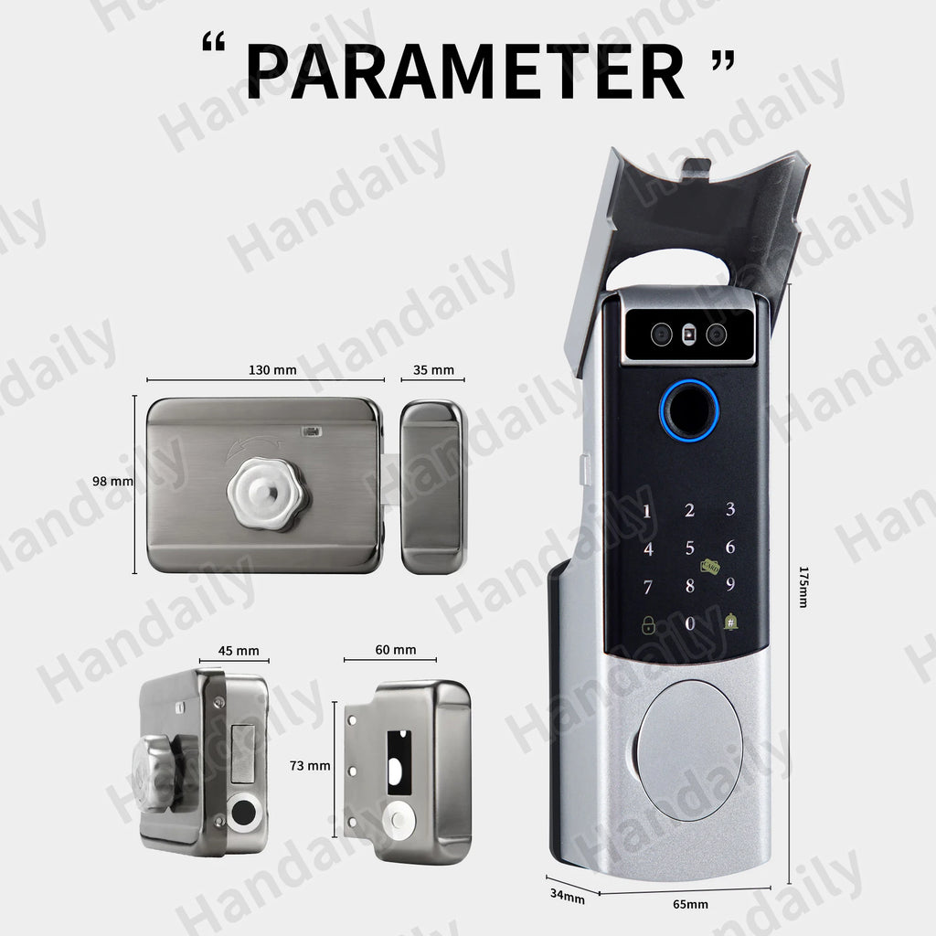 HanDaily Waterproof Lock for Gate Outdoor Wifi Face Recognition Door Lock Fingerprint Password APP RFID Card Digital Lock
