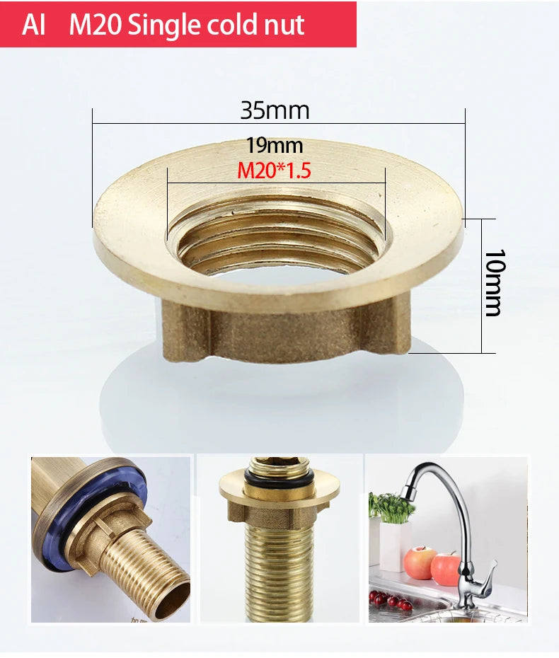 Copper kitchen sink hot and cold faucet accessories base fixed foot screw nut 30 plus filament