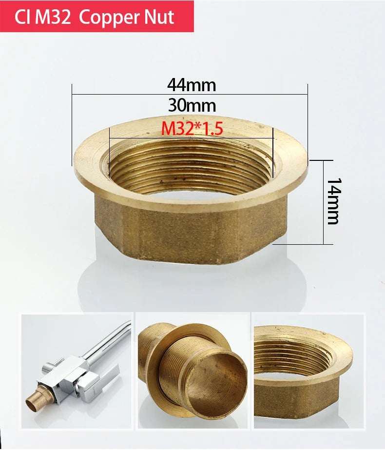 Copper kitchen sink hot and cold faucet accessories base fixed foot screw nut 30 plus filament