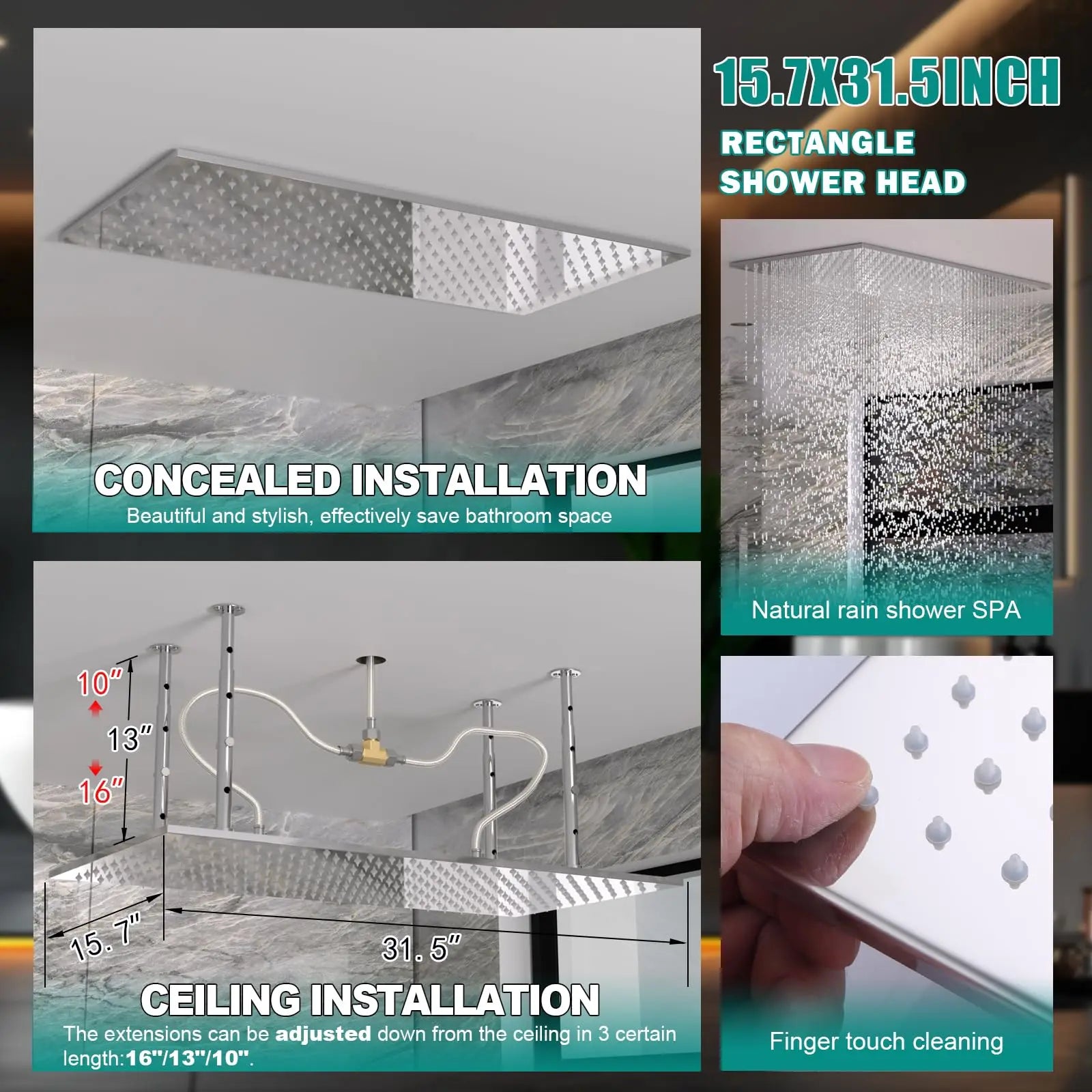 Shower System with Rain Shower and Handheld, 6 Pcs Body Jets with  Rainfall and 6 Pcs Shower Heads
