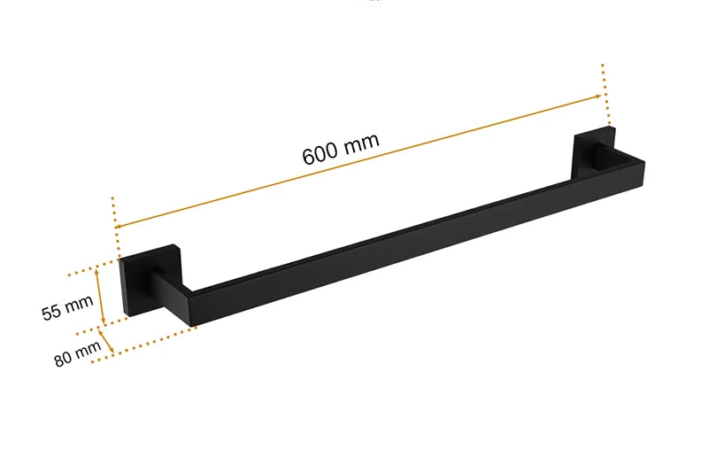 Matt Black Bathroom Hardware Set Kit Accessories Wall Shelf Towel Bar Rack Rail Robe Hanger Toilet Brush Roll Paper Holder Dish