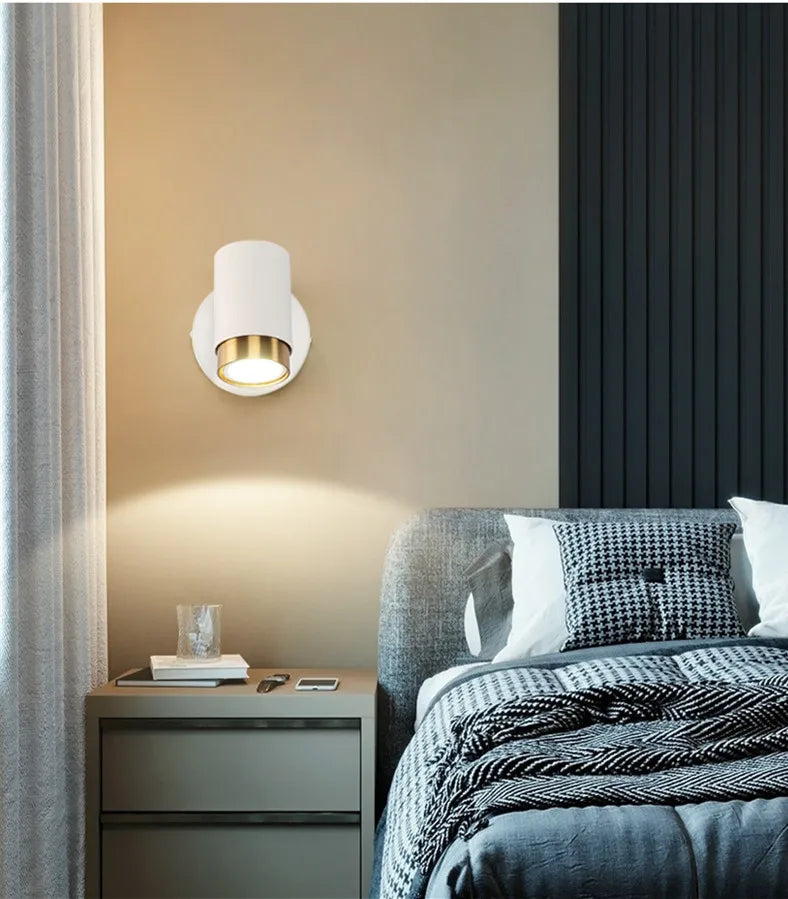 5W Wall Lamp Black/White Modern Aisle Wall Light Adjustable For Bedside Bedroom Lights Corridor sconce AC110-240VGU10 LED Switch