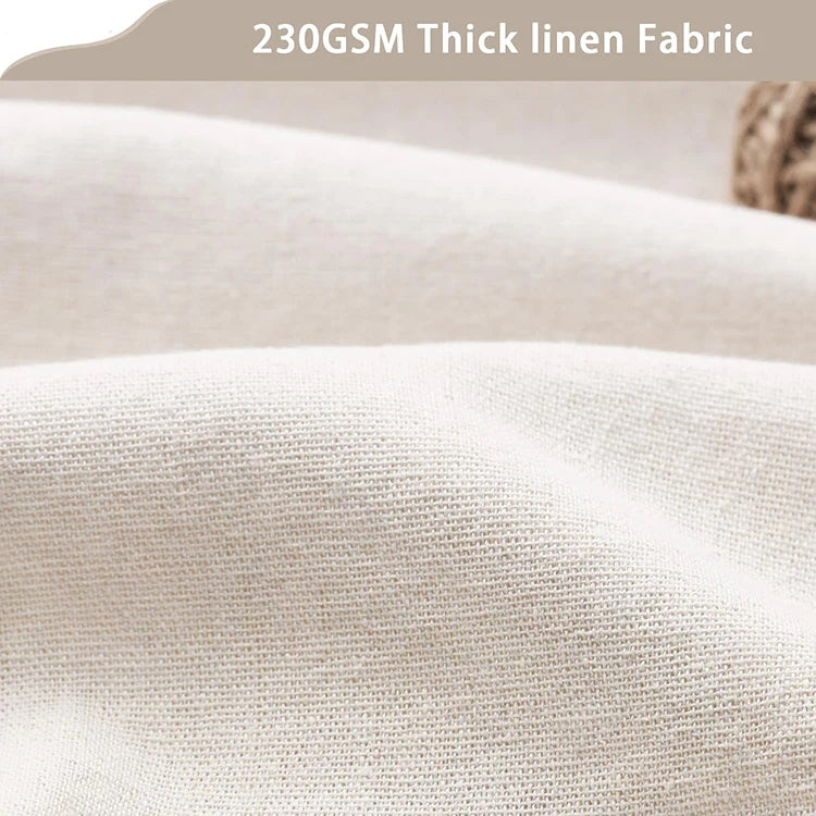 Beige 72x72 Inch French Country Linen Blend Ruffle Shower Curtain for Bathroom