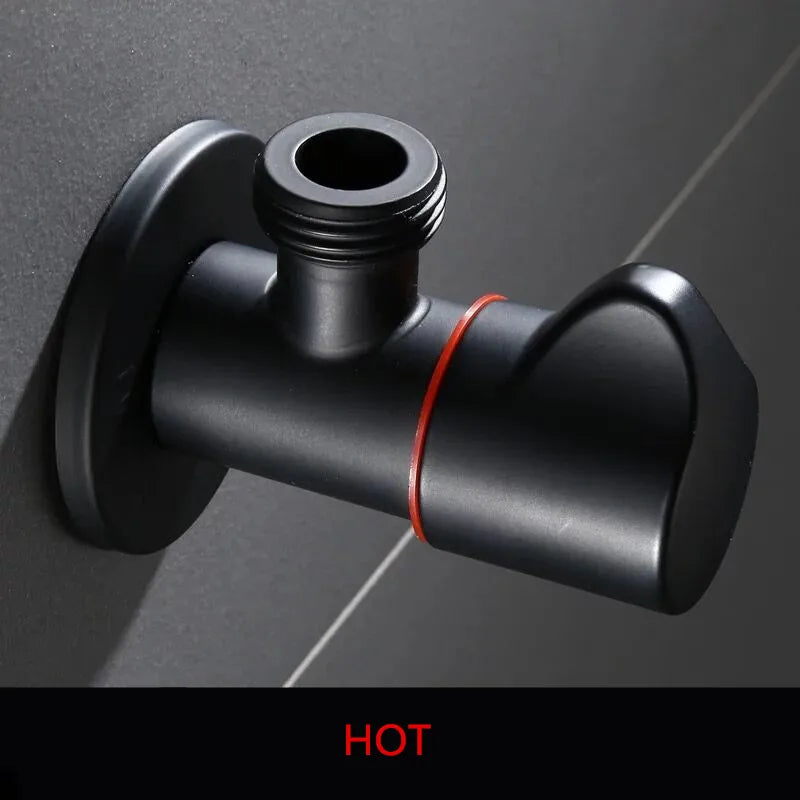 Black Stainless Steel Bathroom Filling Angle Valve G1/2 Threaded Standard Male Corner Bidet for Kitchen Cold Hot Tap Accessories