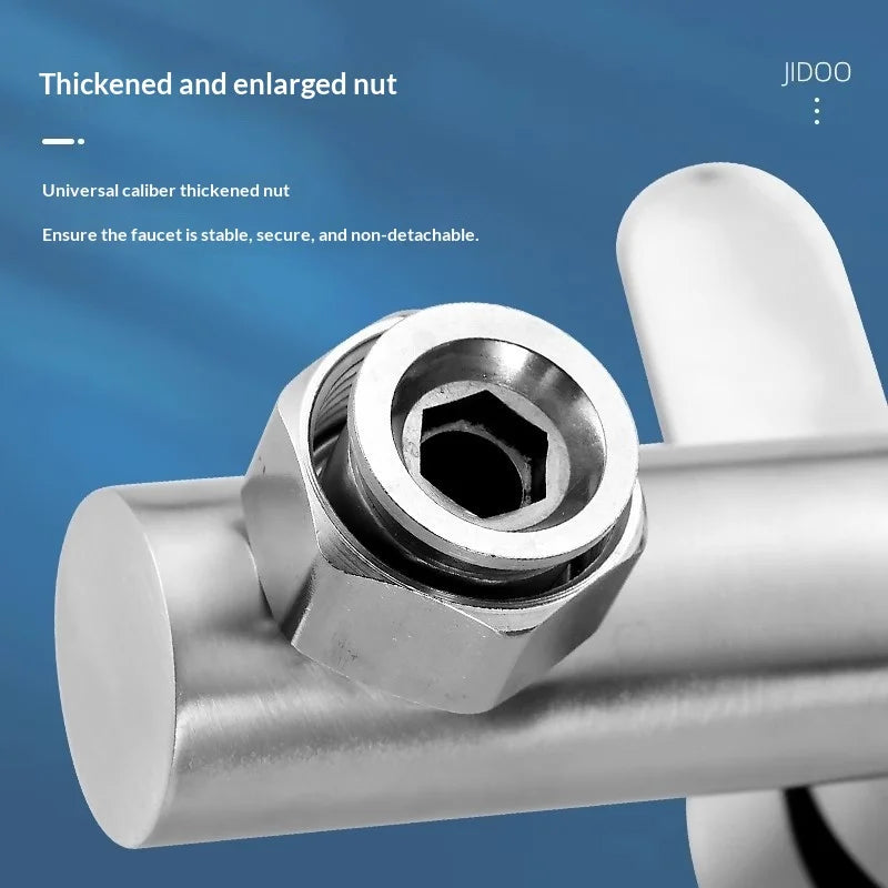 304 Stainless Steel Modern Minimalism Wall-Mounted Kitchen Faucet Hot/Cold Water Omnidirectional Rotating Spout for Sink Laundry