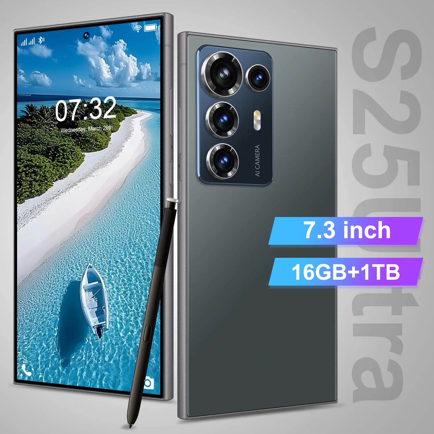 S25 ULTRA 5G Smartphone 7.3 Inch HD Screen 8800mAh Battery 108MP Camera DecaCore Phone CPU MTK Processor LTE CDMA Mobile Phones