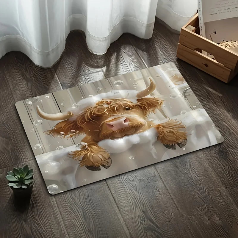 1pc Quick- Bathroom Mat Bath Rug Mat - Non-Slip, Absorbent Diatom Mud Floor Rug with Geometric Design for Shower & Entryway Bath
