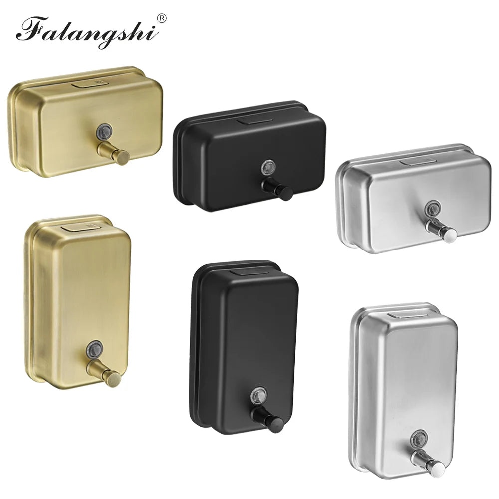 1200ml Liquid Soap Dispenser Wall Mount Manual Bathroom Soap Pump Stainless Steel Hand Soap Shampoo Dispenser WB8608