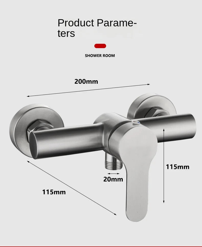 Single Handle Stainless Steel Triple Mixing Wall Mount Shower Valve Rainy Soft Jet Brushed Surface Ceramic Core 3 Holes Modern