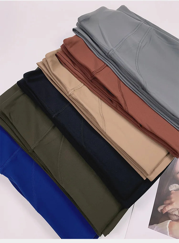 Solid Flared Yoga Sports Fitness Pants Spandex/Nylon High Waist Elastic Slimming Wide Leg Full Length Tummy Control Hip Lifting