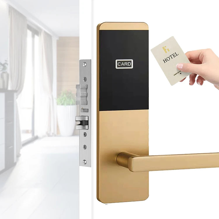 Hotel Motel Room Wooden Door Lock Stainless Steel Electronic RFID Key Card Smart Split Hotel Lock