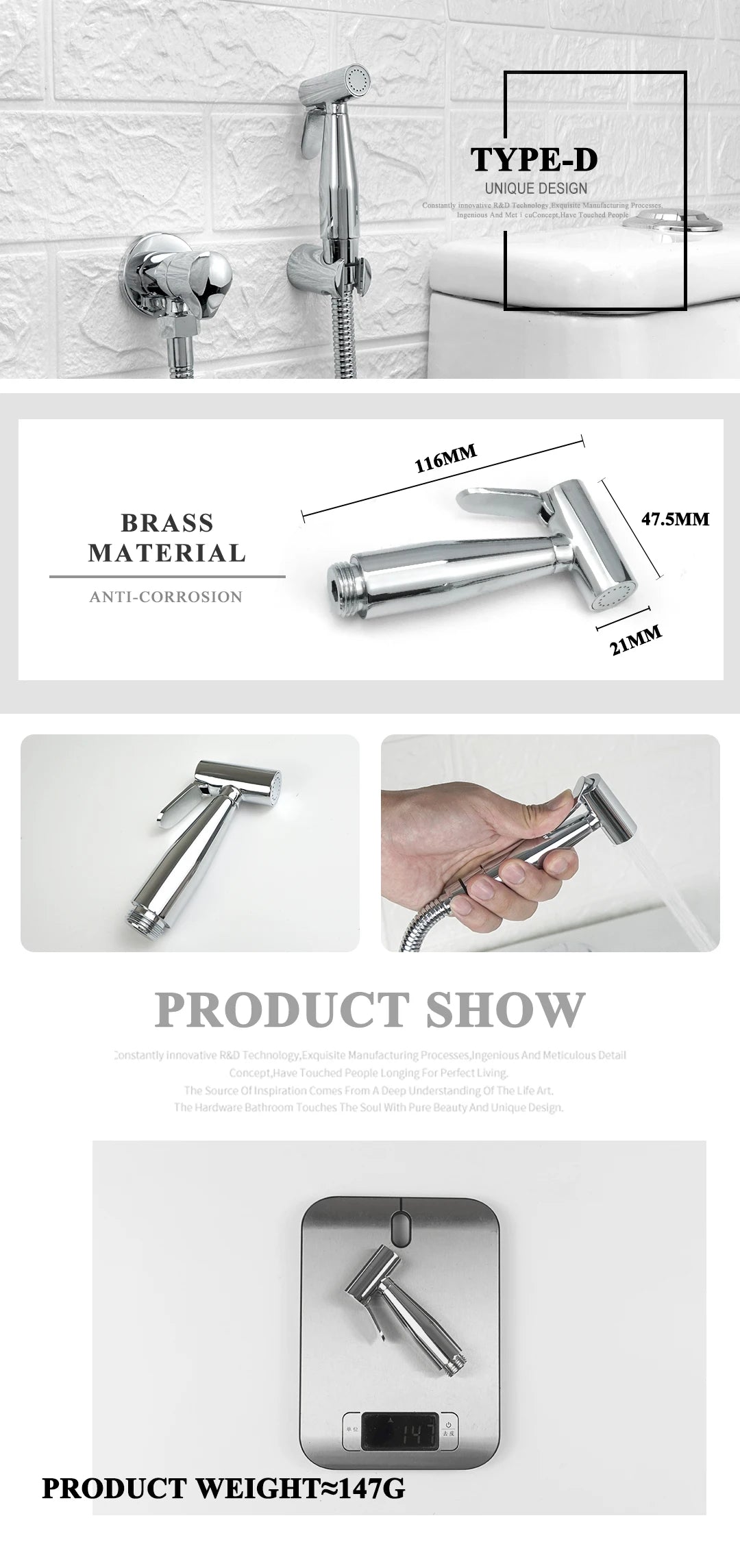 Shower Douche Toilet Bidet Sprayer Kit Chrome Polished Brass Bathroom Wall Mount Single Cold Valve Handheld Bidet Shattaf Set