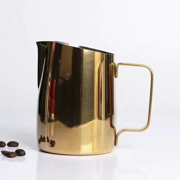 Coffee Milk Jug  Measuring Tool with Handle Metal Pitcher Bevel 304 Stainless Steel Latte Art Cappuccino Espresso Frothing Cup