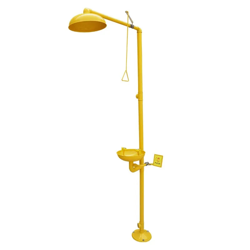 304 Stainless Steel Emergency Eyewash Shower with Yellow ABS Coating Safety Product for Eye Wash