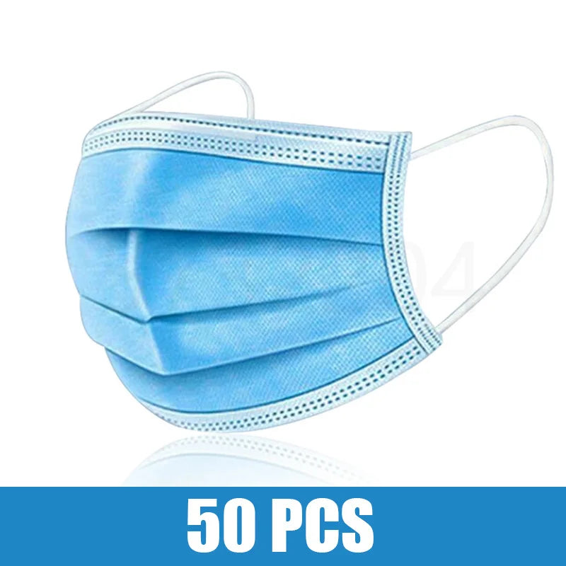 10/50/100/200PCS Disposable Mask Earloop Pink Bule Black White Mouth Masks 3 Layers Meltblown Non-Woven Breathable Face Mask