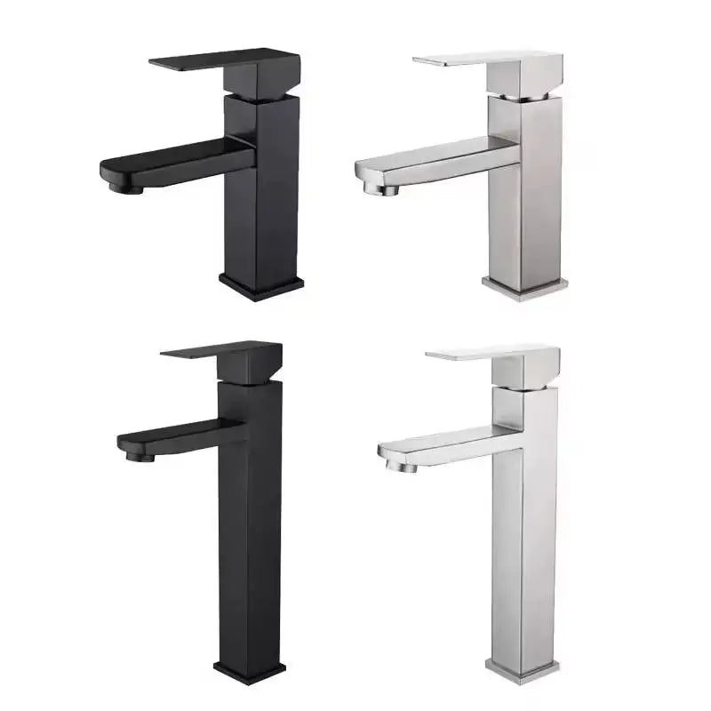 Cheap Price Classic Style Mounted Square Design Hot and Cold Water Taps Wash Basin Faucet Bathroom Tap Stainless Steel Faucets