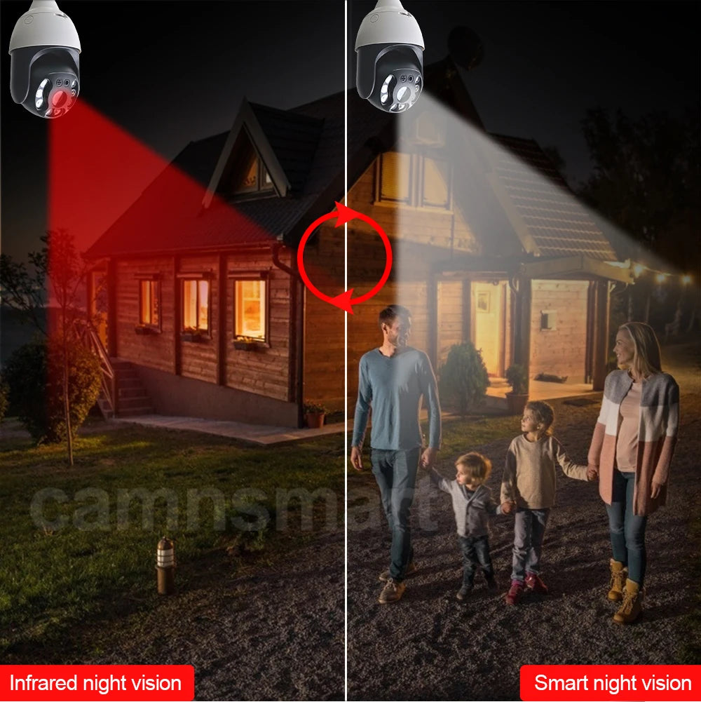 5MP Security IP Camera Onvif NVR E27 Light Bulb PTZ Video Surveillance Protection 256G System Smart Home Auto Tracking AI Human