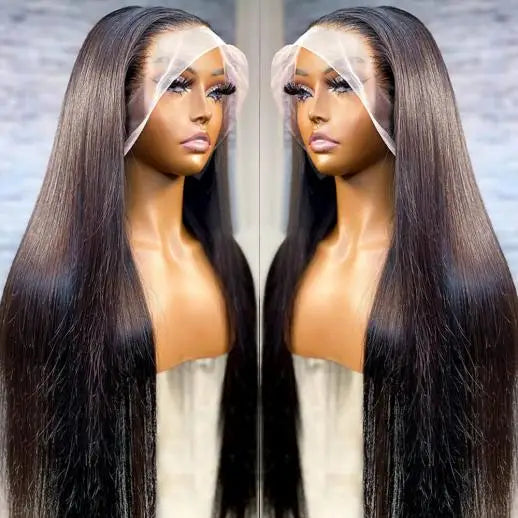 Super Double Drawn 13x4 Lace Front Wig Virgin Straight 150% Density Raw Cuticle Aligned Glueless Pre Plucked Baby Hair