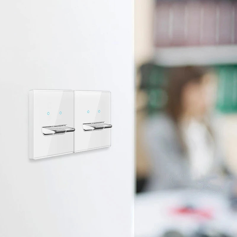 Light Switch With LED Indicator Wall Reset Switch Intermediate Switch Return Switch White Glass Frame 16A Switch