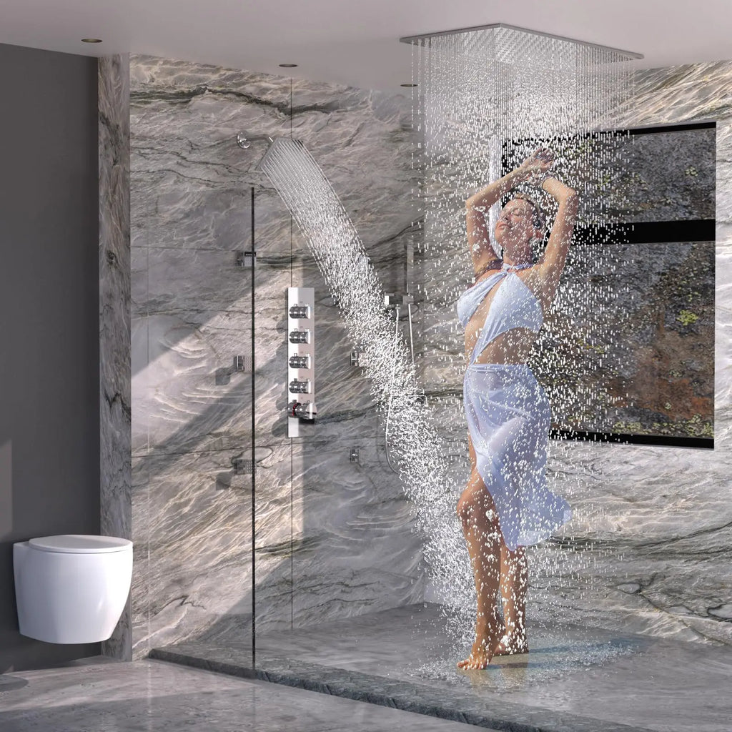 Shower System with Rain Shower and Handheld, 6 Pcs Body Jets with  Rainfall and 6 Pcs Shower Heads