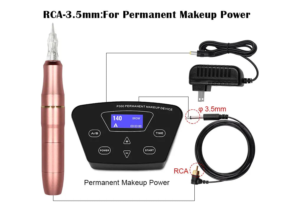 Permanent Makeup Machine Sets Dual Use Rotary Tattoo Machine Pen Tattoo Kits for Cheap Eyebrow Machine with 2 head P300