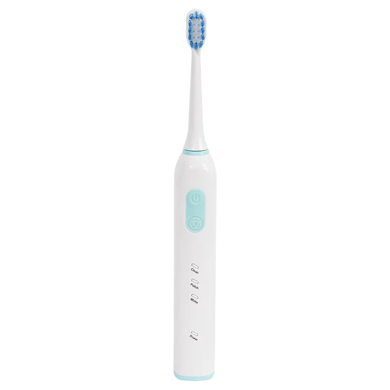 Whitening USB Rechargeable IPX7 Waterproof Sonic Toothbrush with LED Display and Replacement Heads for Travel & Hotel Use
