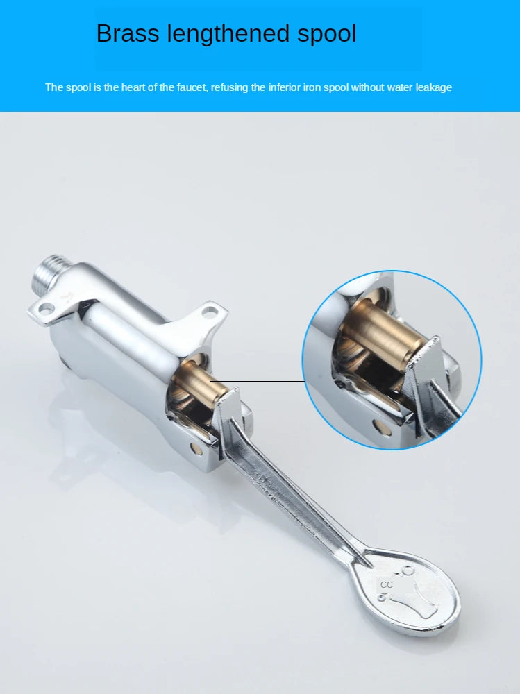 Foot-operated Faucet Brass Hospital Laboratory Food Factory Basin Foot Valve Single Cold Foot Faucet  Kichen  Water Faucet
