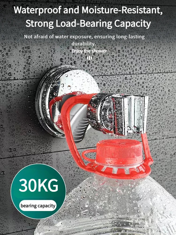 Adjustable Shower Head Holder Removable Suction Cup Shower Head Bracket No Drill Shower Head Bracket Rack with Chrome Accessory