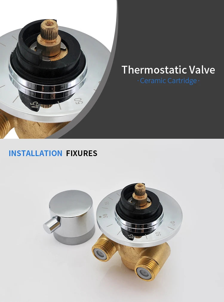 1 Way Output Thermostatic Brass Shower Faucets Wall Mounted Cold&Hot Water Mixing Valve Mixer Tap Thermostatic Shower Valve