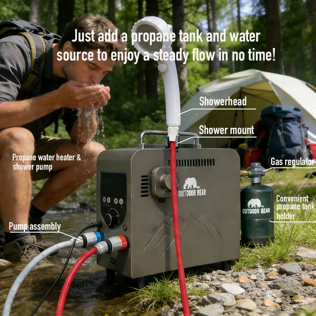 Outdoor Camping Heating Portable Shower Wholesale Portable Shower with Heating Function Tankless Heat Pump Gas Water Heater