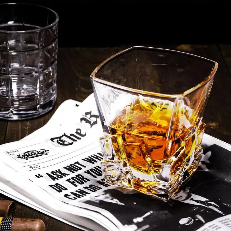 4PCS Fashion Whiskey Glasses, Scotch Whisky, Bourbon, Cocktails, RUM, Durable Whiskey Glasses