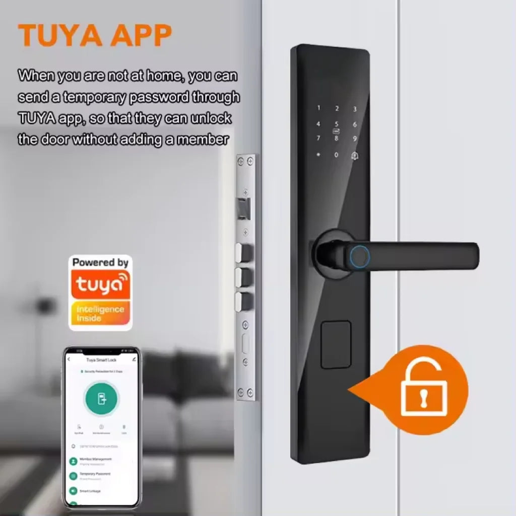 Tuya Smart WiFi Digital Door Lock Code RFID IC Card Smartphone App Unlock Biometric Fingerprint Smart Lock