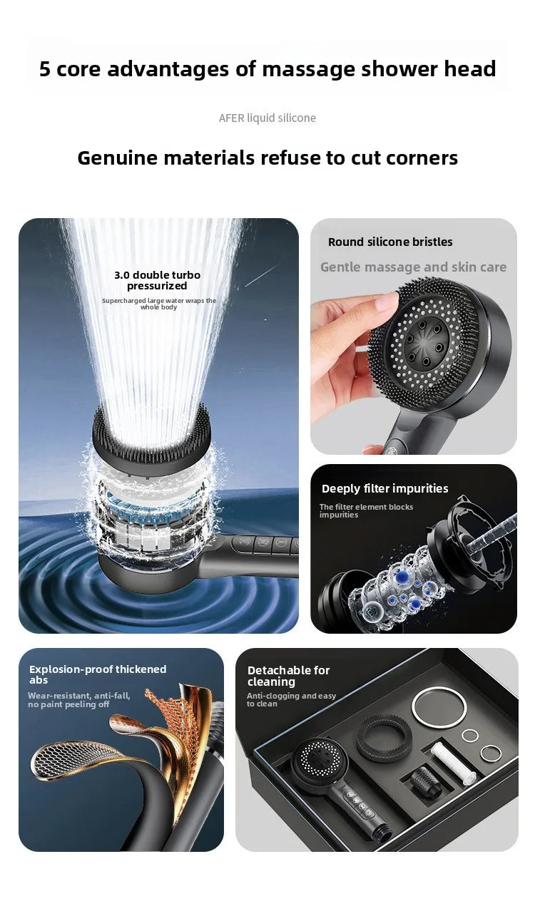 Love Spray Handheld Shower Head with Powerful Booster Cross-Border Brush Bathroom Bath Filter for Kitchen Toilet Gym Use