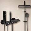 New Top 1 Cheap Gun Gray Hot Cold Wall Mounted Bathroom Shower Faucet Rain Rainfall Bathtub Mixer Piano Black Shower System Set