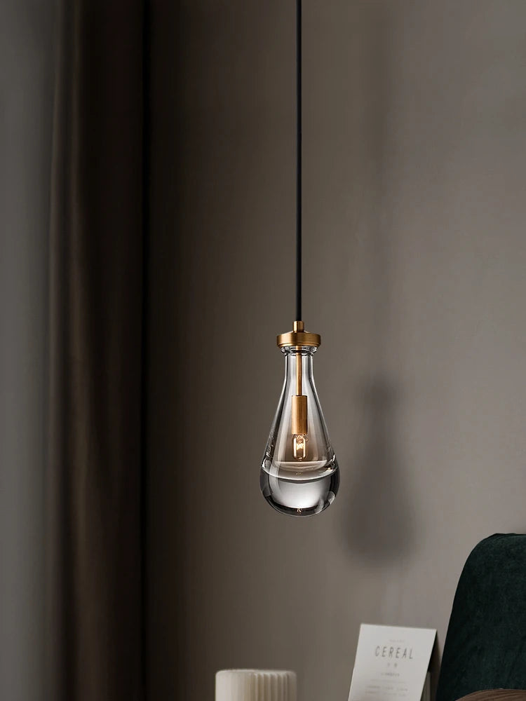 Modern light luxury drop pendant lamp simple creative restaurant bar bedside crystal pendant light