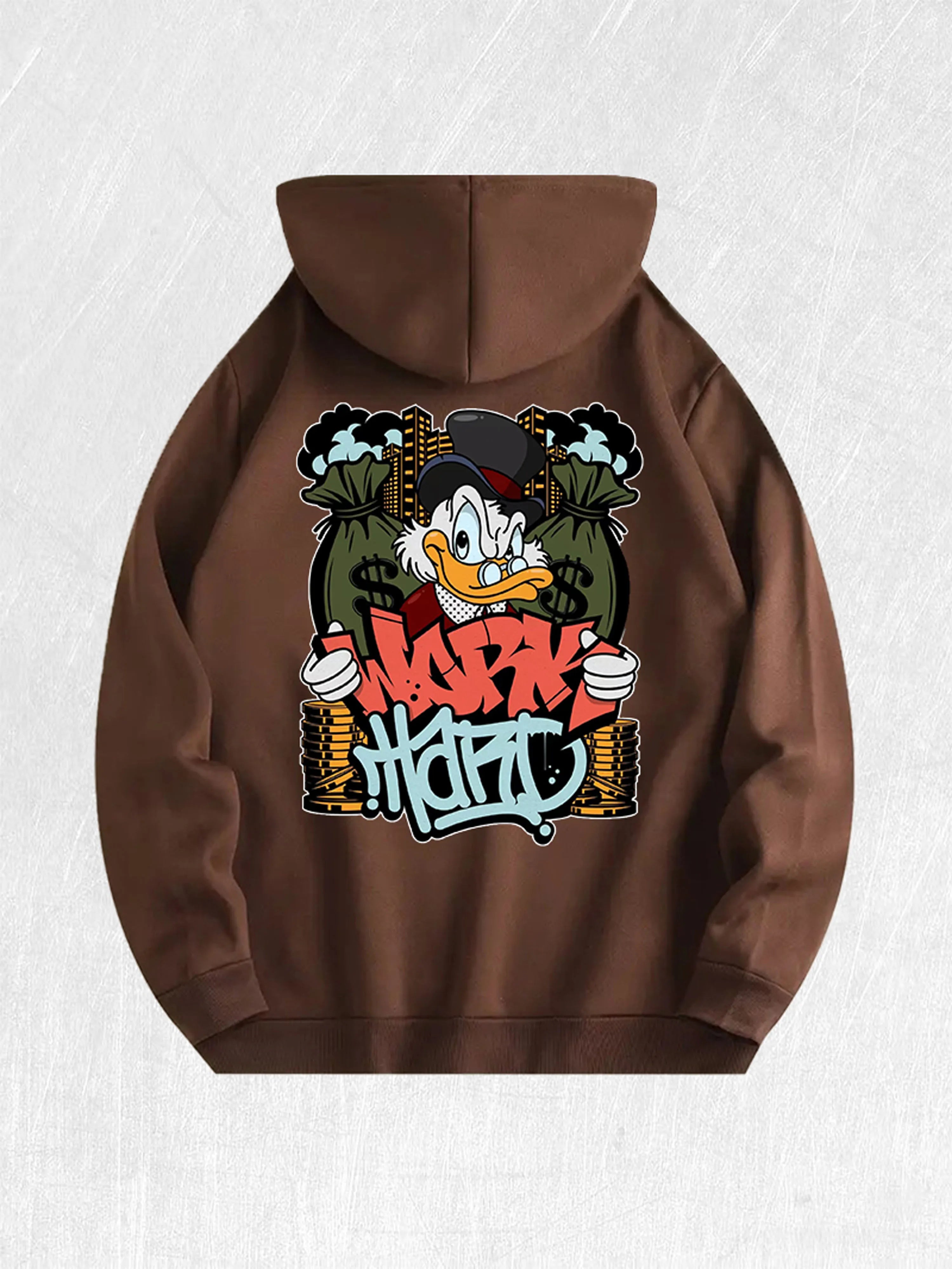 Work Hard  Duck Graphic Hoodie 100% Cotton US Warehouse 7 Colors