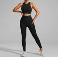 JAC22 XG7138 Women's Seamless Running Fitness Threaded Tank Top Pants Yoga Set