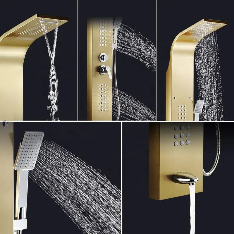 European Gold 304 Stainless Steel Intelligent Digital Display Shower Screen Brushed Finish Ceramic Direct Bathroom Faucets