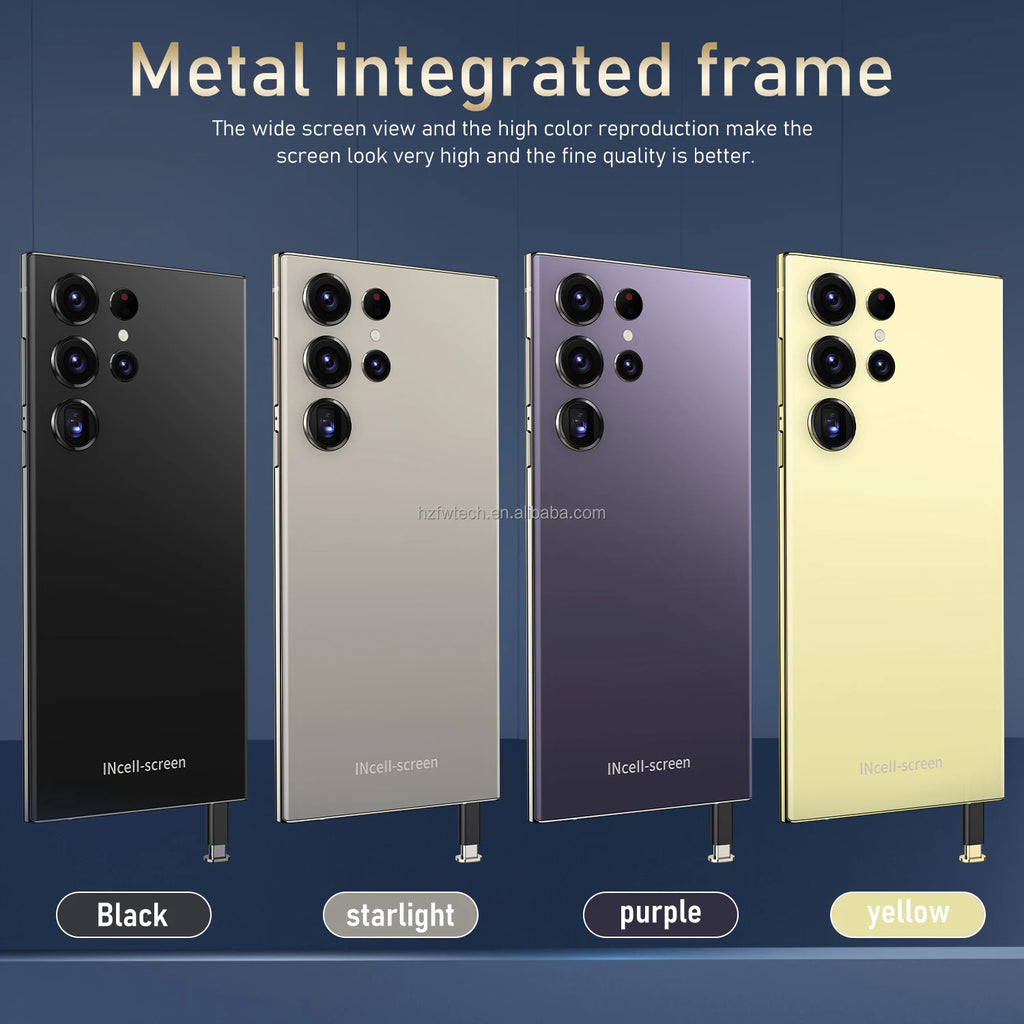 Hot Selling S24 ULTRA 5G Smartphone 7.3 Inch Full Display 48MP+108MP Deca Core Android 14 MTK Processor LTE Mobile Phones