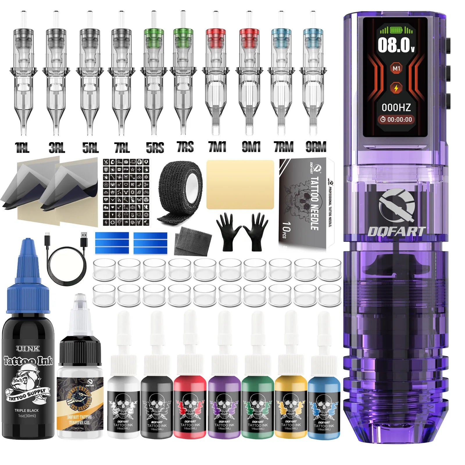 DQFART Cross-Border Bestseller Wireless Tattoo Kit Beginner-Friendly All-in-One Rechargeable Machine Outlining Shading Model