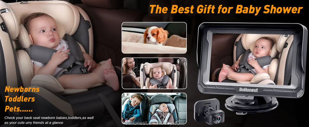Baby Car Camera for Safety HD 1080P - Rear-facing, Night Vision, Adjustable Viewing Angle, Anti-Glare Display