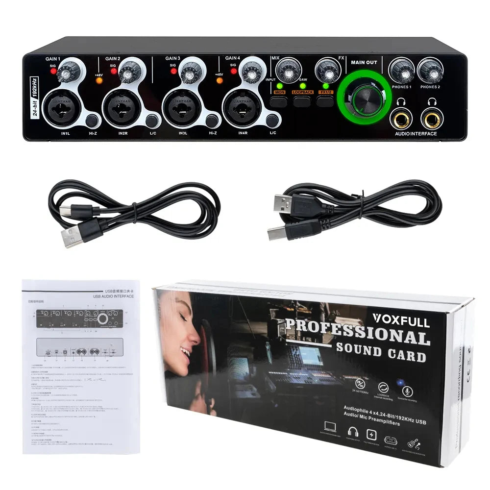 2023 Xtuga E-44 New Upgrade 24Bit 192KHz 4 Input 4 Output Sound Card Carte Son USB Interfaz De Audio Interface