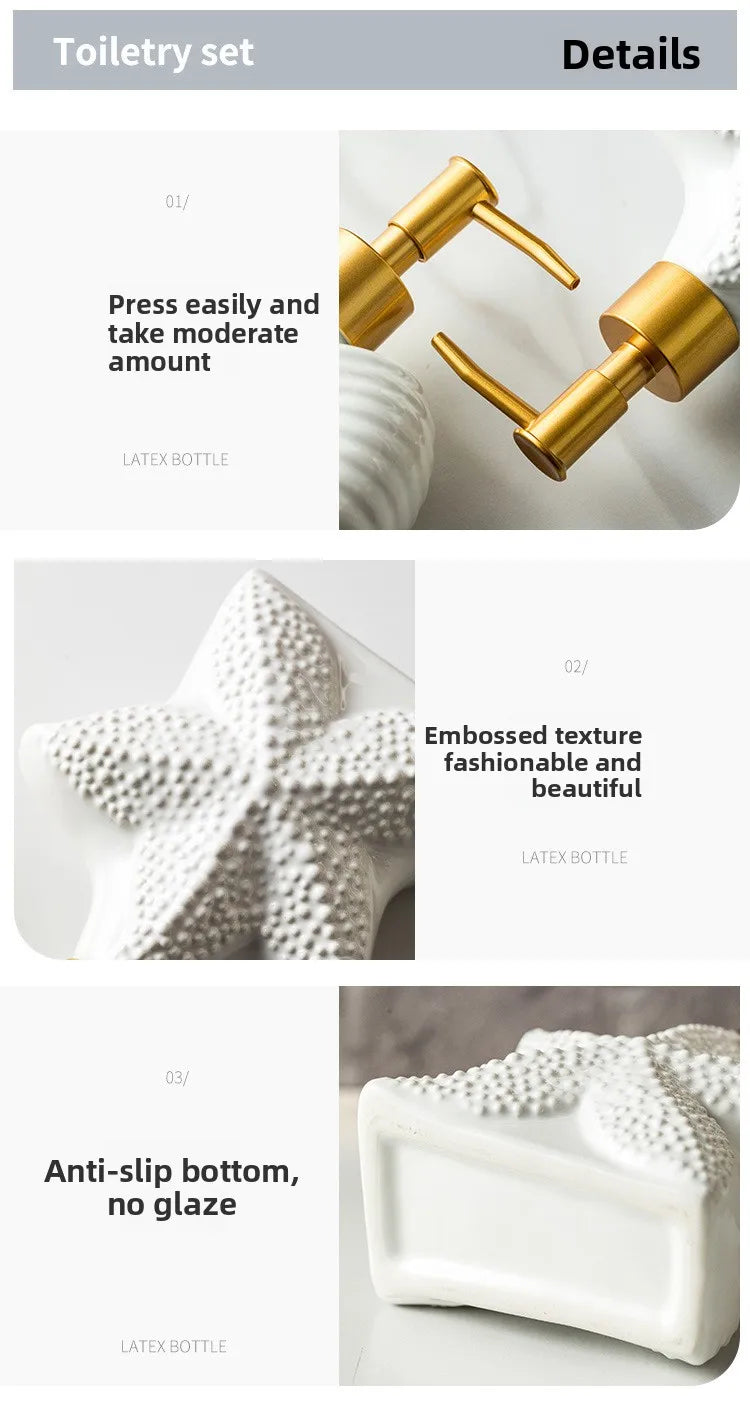 Minimalist Nordic Style Ceramic Dispensing Bottle for Hand Soap Shower Gel or Shampoo Hotel Bathroom Set Supplies