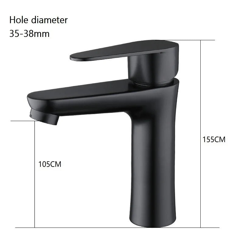 Bathroom Basin Faucet Cold & Hot Water Mixer Sink Tap Black Single Handle High Quality Kitchen Bathroom Accessory