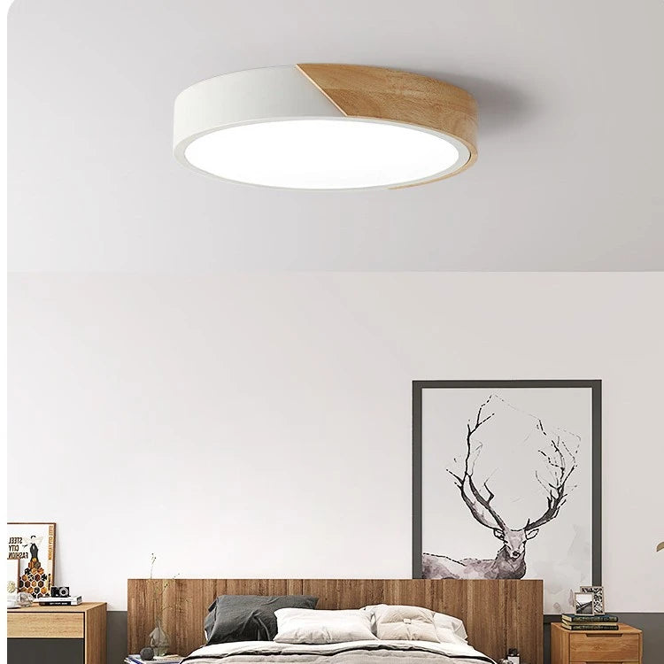 Modern Wooden Square Glass Shade Pendant Light White Finish LED 6000K Daylight Full Spectrum CRI 90 3-Year Warranty Middle