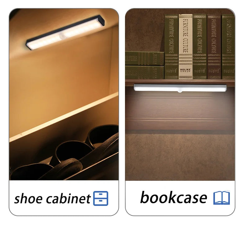Night Light Motion Sensor Lights USB LED Wireless Under Cabinet Light For Kitchen Cabinet Bedroom Wardrobe Interior night lights