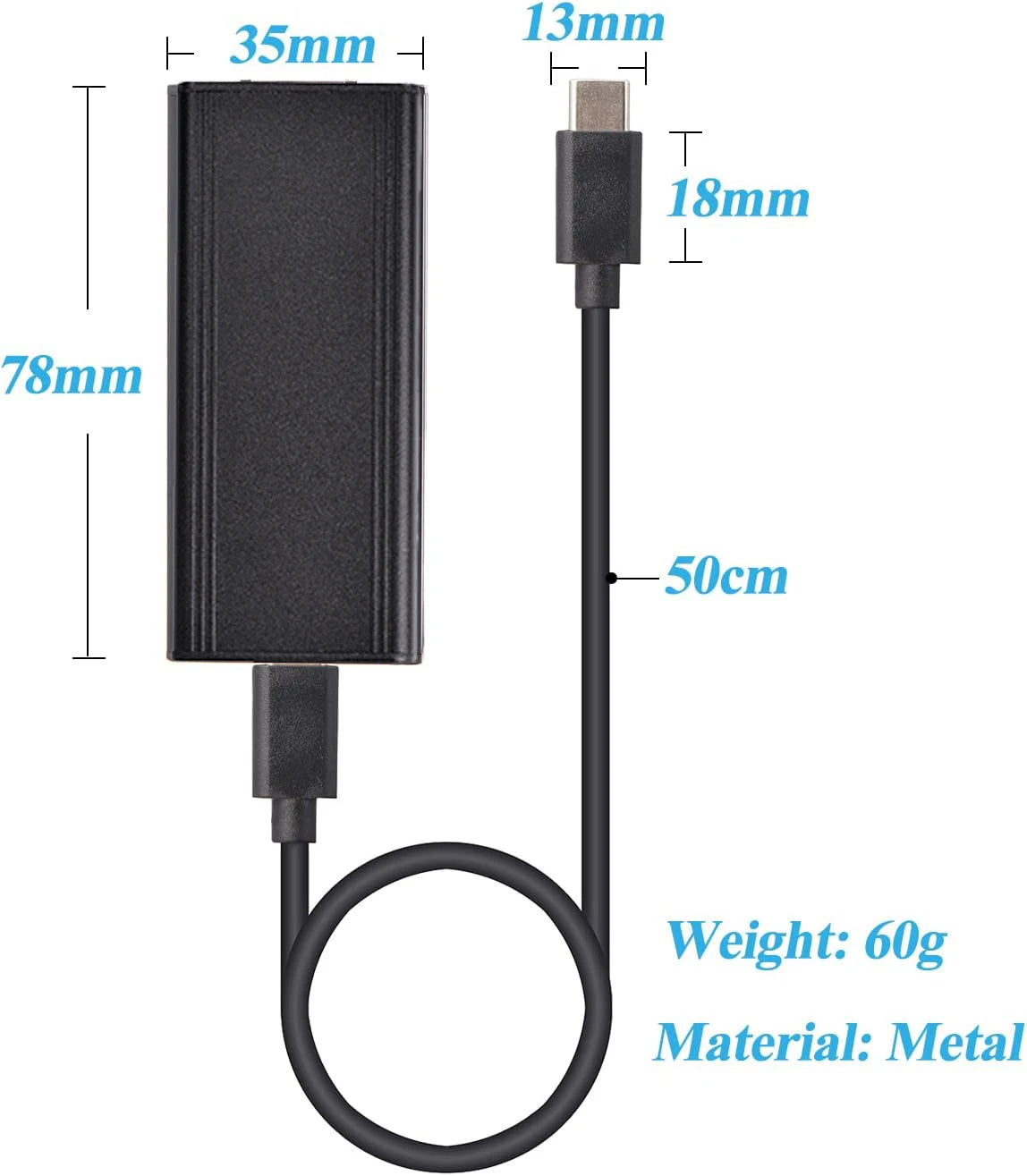 SDAPO 2.5GPD2CAT-20V 2.5G Type - C Gigabit Ethernet Adapter Gigabit PoE to Type C Adapter Converter for Phones and Tablets